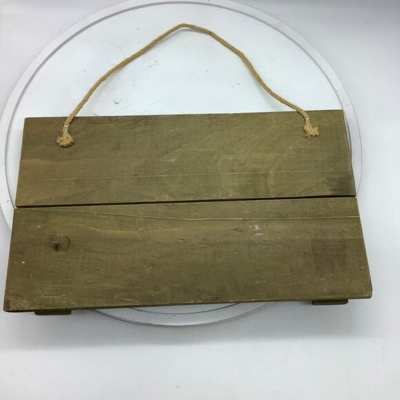 Rustic Wooden Welcome Sign Galvanized Metal Pig Design & Rope Hanger 12”x7” - Picture 3 of 5